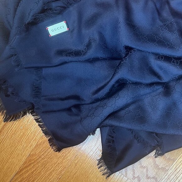 Gucci Midnight Blue Monogram Scarf - Picture 4 of 7
